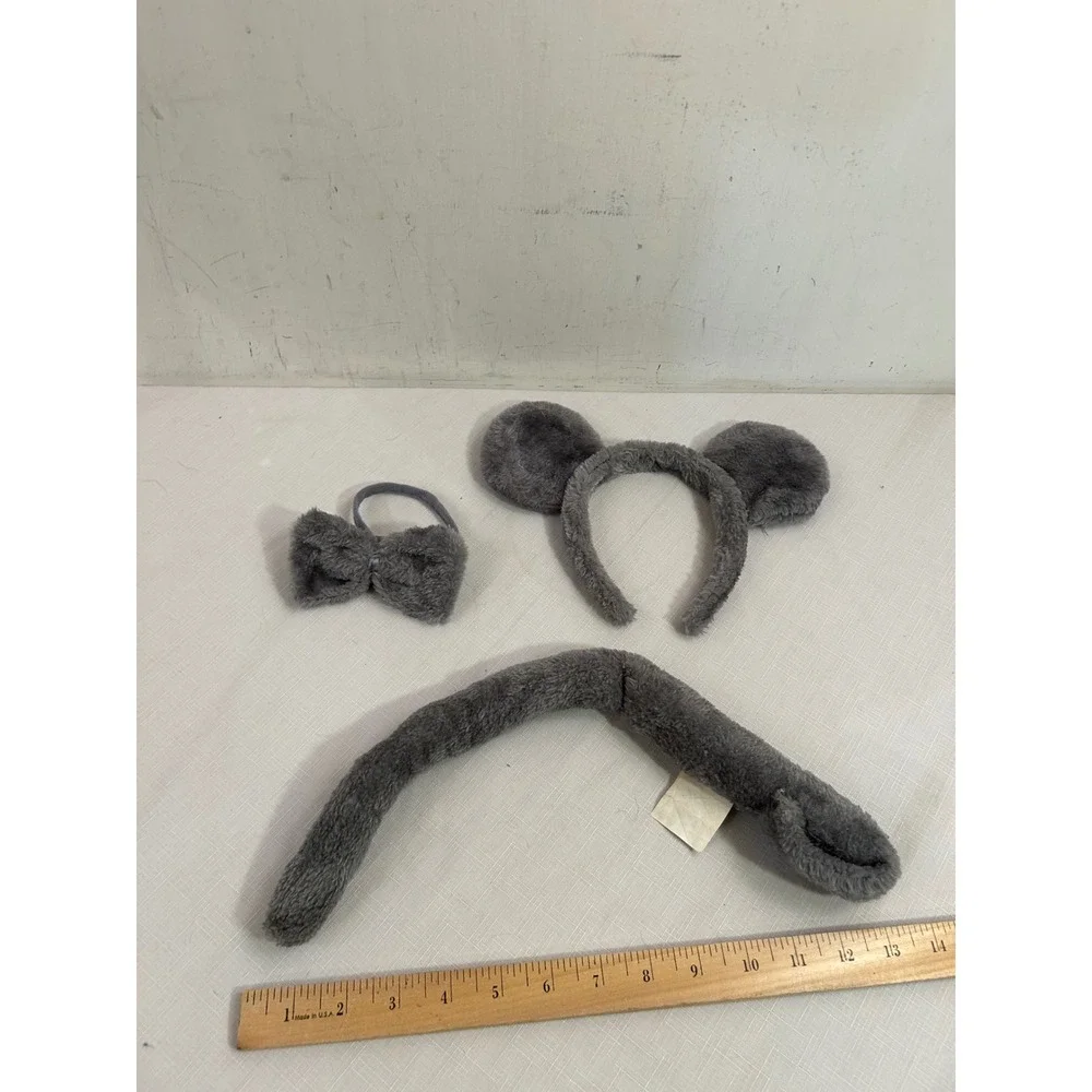 Unbranded Mouse Costume Set O/S Gray Ears Tail Bow Tie Kids Accessory